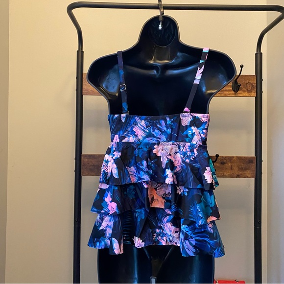 Island Escape Women's Tiered Tankini waist Minimizer bikini Top floral print 10 - Picture 3 of 6